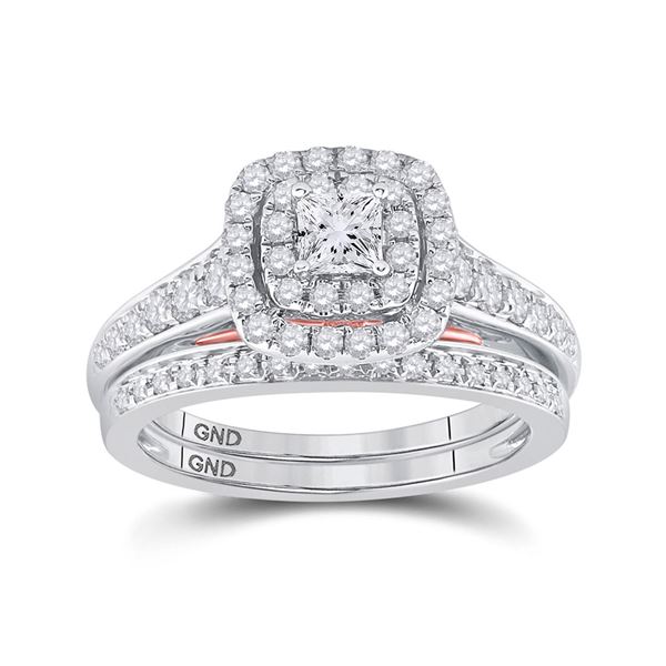 Princess Diamond Bridal Wedding Ring Band Set 1 Cttw 14kt Two-tone Gold