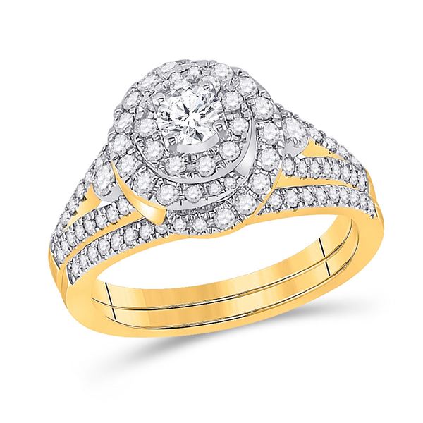 Diamond Bridal Wedding Ring Band Set 1 Cttw 14kt Yellow Gold