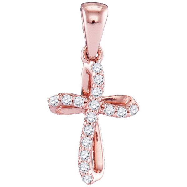 Diamond Cross Pendant 1/10 Cttw 10kt Rose Gold