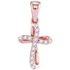 Image 1 : Diamond Cross Pendant 1/10 Cttw 10kt Rose Gold