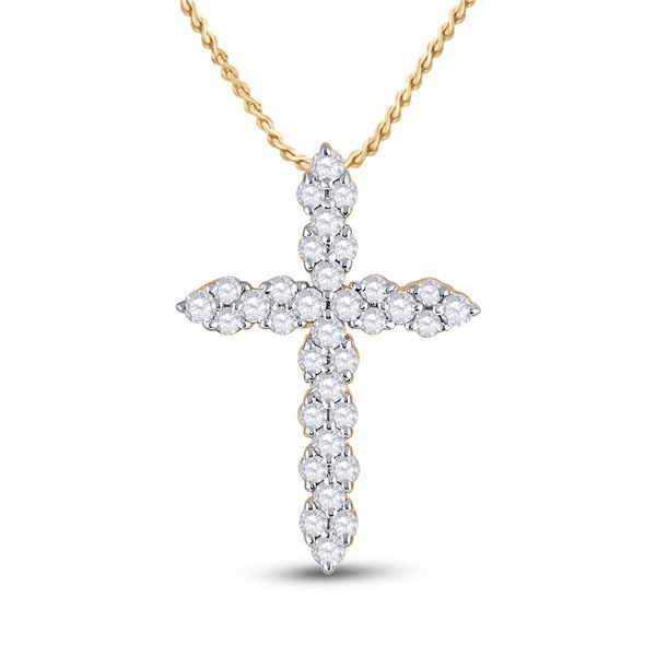 Diamond Cross Pendant 1/2 Cttw 14kt Yellow Gold