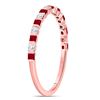 Image 3 : Princess Ruby Diamond Alternating Stackable Band Ring 3/8 Cttw 10kt Rose Gold