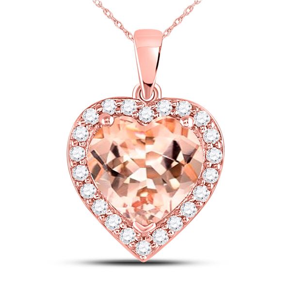 Morganite Heart Diamond Pendant 2-1/4 Cttw 10kt Rose Gold