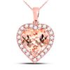 Image 1 : Morganite Heart Diamond Pendant 2-1/4 Cttw 10kt Rose Gold