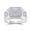 Image 1 : Sterling Silver Mens Diamond Rectangle Cluster Ring 1/4 Cttw Sterling Silver