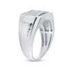 Image 3 : Sterling Silver Mens Diamond Rectangle Cluster Ring 1/4 Cttw Sterling Silver