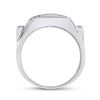 Image 4 : Sterling Silver Mens Diamond Rectangle Cluster Ring 1/4 Cttw Sterling Silver