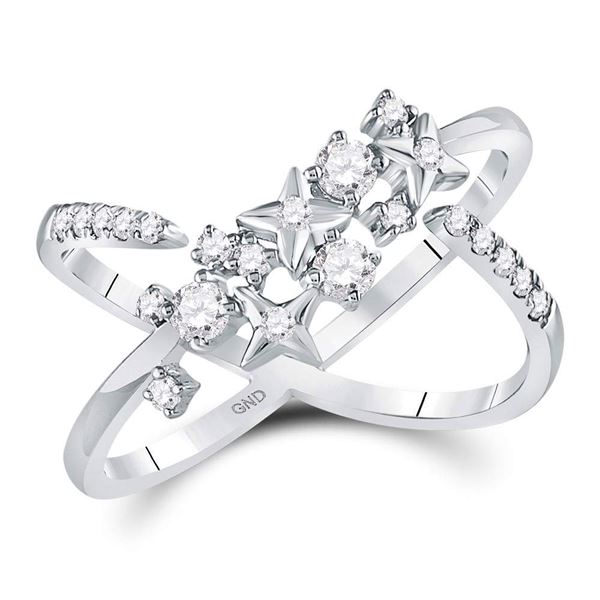 Diamond Fashion Starburst Band Ring 3/8 Cttw 14kt White Gold