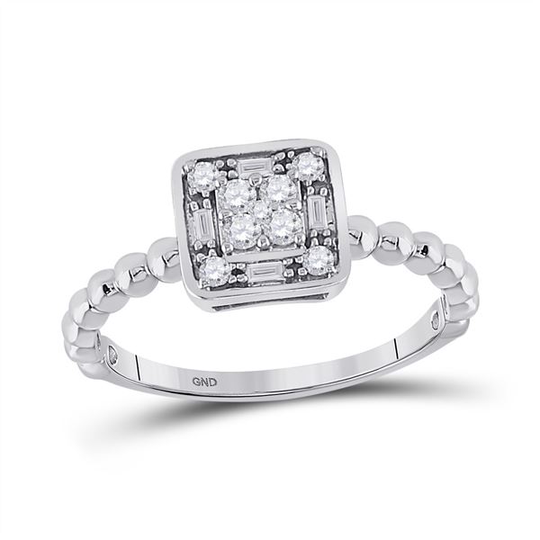 Diamond Square Cluster Ring 1/4 Cttw 10kt White Gold