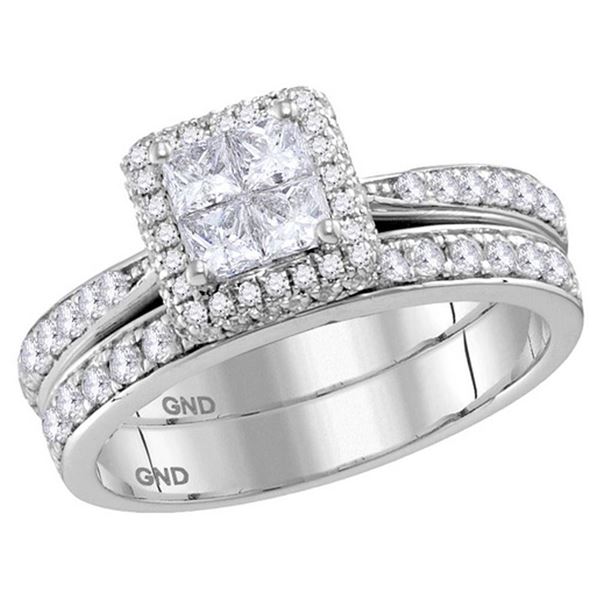 Princess Diamond Bridal Wedding Ring Band Set 1 Cttw 14kt White Gold