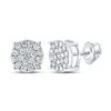 Image 1 : Mens Diamond Cluster Earrings 3/8 Cttw 10kt White Gold