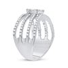 Image 4 : Diamond Four Row Flower Cluster Ring 1 Cttw 10kt White Gold