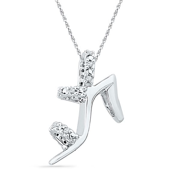 Diamond Stiletto Shoe Pendant 1/20 Cttw 10kt White Gold