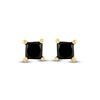 Image 2 : Princess Black Color Enhanced Diamond Stud Earrings 1/2 Cttw 10kt Yellow Gold