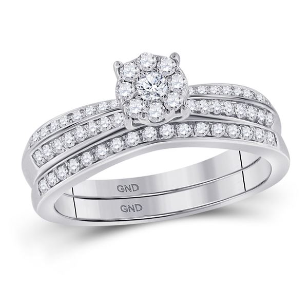 Diamond Bridal Wedding Ring Band Set 1/2 Cttw 10kt White Gold