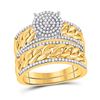 Image 2 : His Hers Diamond Cluster Matching Wedding Set 5/8 Cttw 10kt Yellow Gold