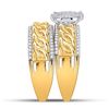 Image 4 : His Hers Diamond Cluster Matching Wedding Set 5/8 Cttw 10kt Yellow Gold