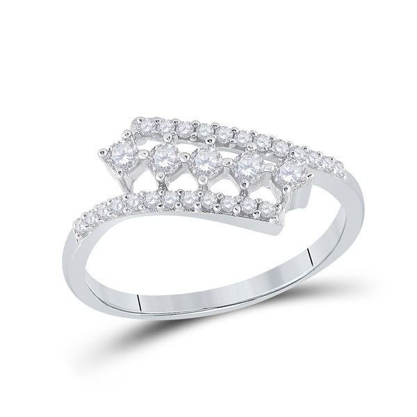 Diamond Bypass Fashion Ring 1/3 Cttw 10kt White Gold
