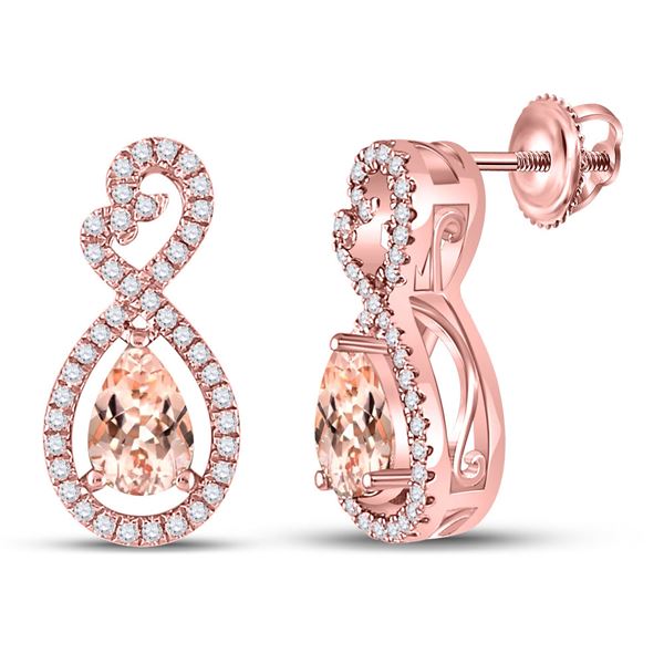 Pear Morganite Fashion Earrings 1 Cttw 10kt Rose Gold