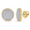 Image 1 : Mens Diamond Disk Circle Earrings 1/4 Cttw 10kt Yellow Gold