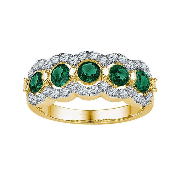 Lab-Created Emerald Fashion Ring 2 Cttw 10kt Yellow Gold