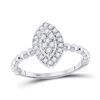 Image 1 : Diamond Oval Cluster Ring 1/3 Cttw 10kt White Gold