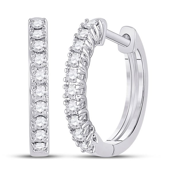 Diamond Hoop Earrings 1/3 Cttw 10kt White Gold
