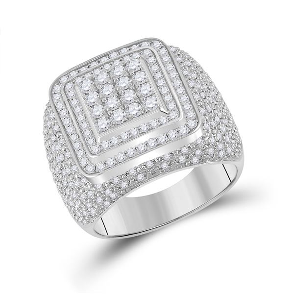 Mens Diamond Square Ring 1-7/8 Cttw 14kt White Gold