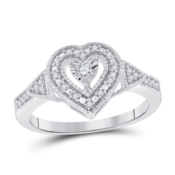 Diamond Heart Ring 1/8 Cttw Sterling Silver