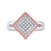Image 2 : Diamond Rope Offset Square Cluster Ring 1/4 Cttw 10kt Two-tone Gold