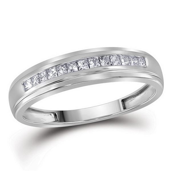Princess Diamond Single Row Wedding Band 1/4 Cttw 10kt White Gold