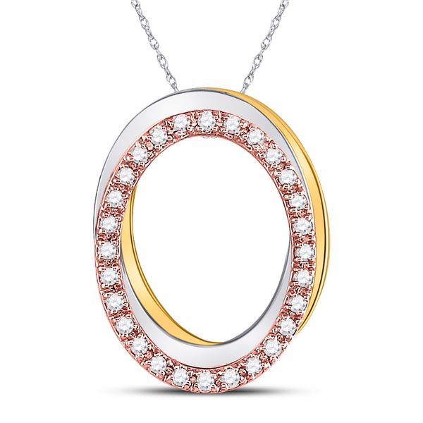 Diamond Oval Pendant 1/6 Cttw 10kt Tri-Tone Gold