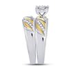 Image 4 : His Hers Diamond Solitaire Matching Wedding Set 1/3 Cttw 10kt Two-tone Gold