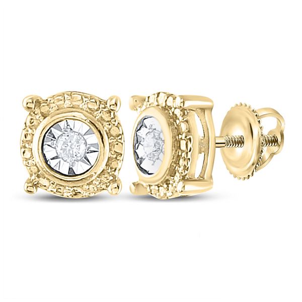 Diamond Stud Earrings 1/20 Cttw Yellow-tone Sterling Silver