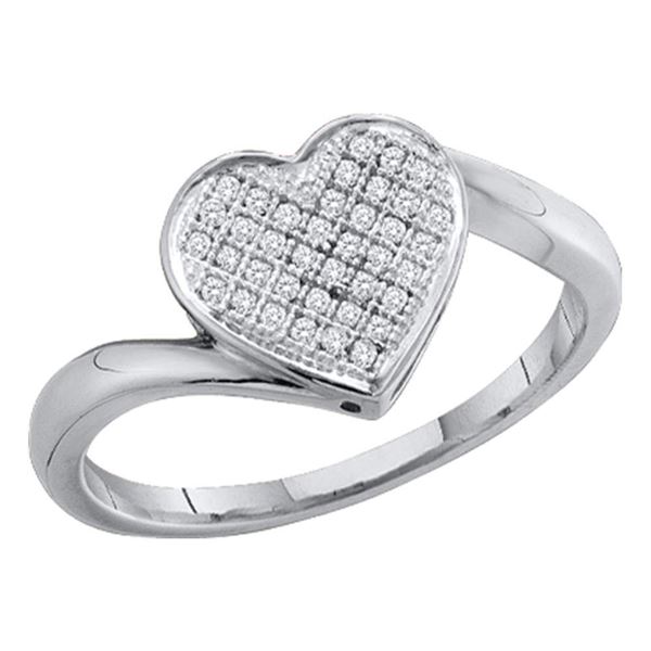 Pave-set Diamond Heart Cluster Ring 1/20 Cttw Sterling Silver