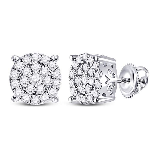 Diamond Cluster Earrings 1 Cttw 14kt White Gold