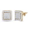 Image 1 : Mens Diamond Square Earrings 1/3 Cttw 10kt Yellow Gold