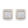 Image 2 : Mens Diamond Square Earrings 1/3 Cttw 10kt Yellow Gold
