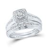 Image 2 : His Hers Diamond Solitaire Matching Wedding Set 7/8 Cttw 14kt White Gold