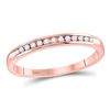 Image 1 : Diamond Single Row Channel-set Wedding Band 1/10 Cttw 14kt Rose Gold