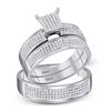 Image 1 : His Hers Diamond Cluster Matching Wedding Set 1/2 Cttw 10kt White Gold