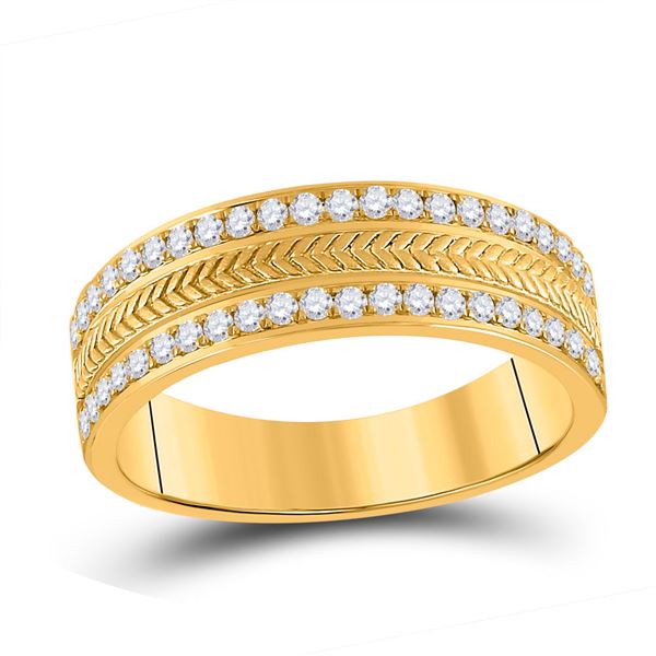 Mens Diamond Wedding Wheat Band Ring 1/2 Cttw 14kt Yellow Gold