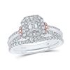 Image 1 : Emerald Diamond Bridal Wedding Ring Band Set 1 Cttw 14kt Two-tone Gold