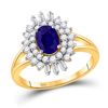 Image 1 : Oval Blue Sapphire Diamond Solitaire Ring 1-1/3 Cttw 14kt Yellow Gold