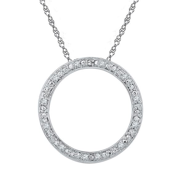 Diamond Circle Outline Pendant 1/20 Cttw Sterling Silver