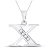 Image 1 : Diamond X Initial Letter Pendant 1/20 Cttw 10kt White Gold