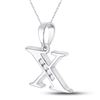 Image 2 : Diamond X Initial Letter Pendant 1/20 Cttw 10kt White Gold