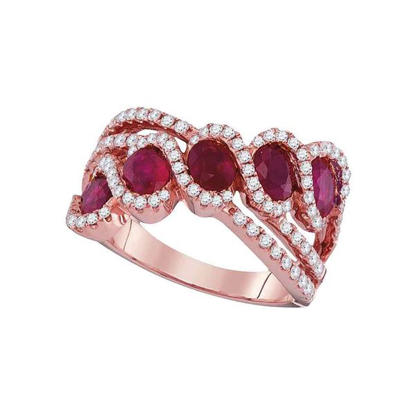 Ruby Diamond Band Ring 2-1/2 Cttw 18kt Rose Gold