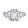 Image 2 : Baguette Diamond Square Cluster Ring 3/4 Cttw 14kt White Gold