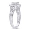 Image 3 : Baguette Diamond Square Cluster Ring 3/4 Cttw 14kt White Gold